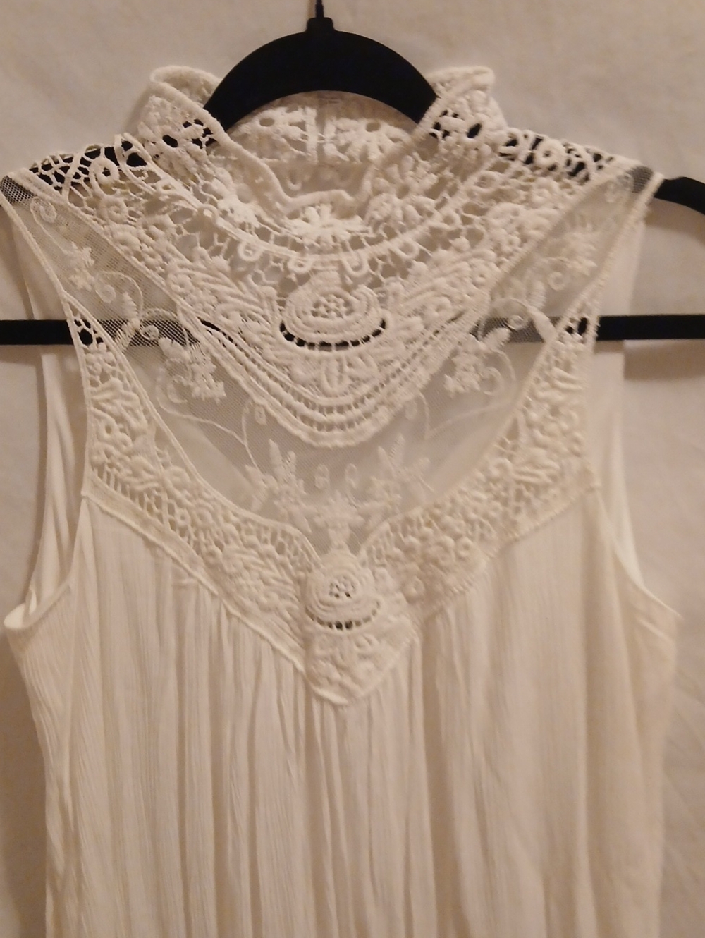 White Lace Yoke Camisole Dress - Elegant Sleeveless Top